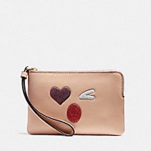 NWT Coach glitter heart wristlet